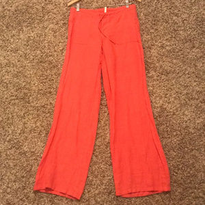 Coral Linen Pants